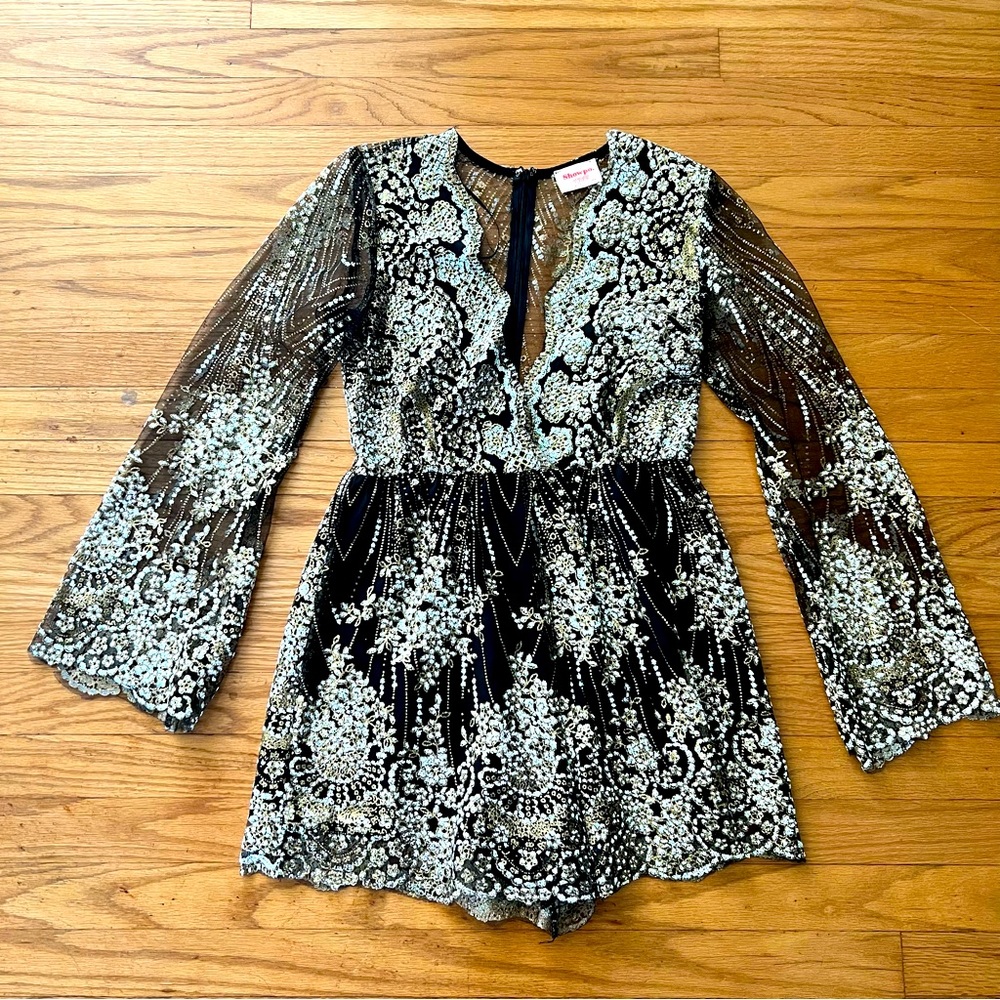 Showpo Black Sparkle Romper Size 2